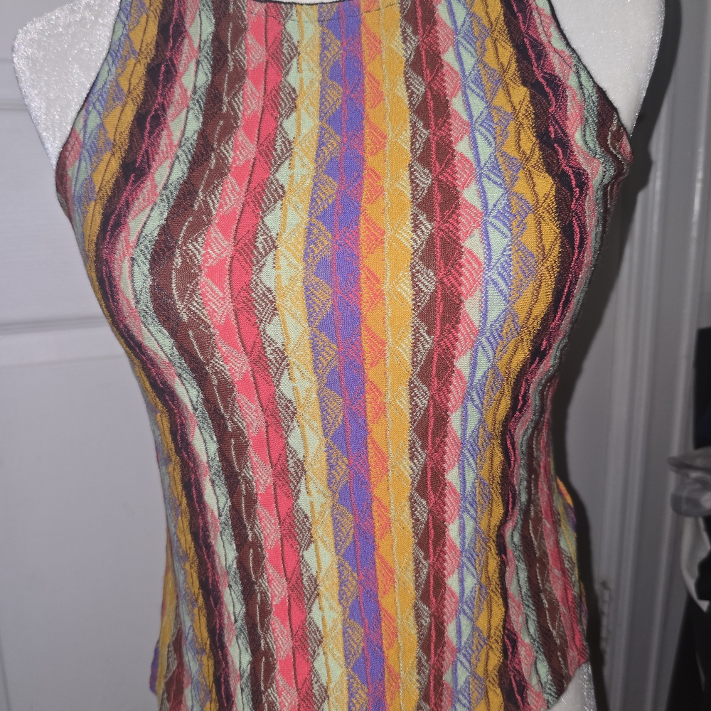 Aldo Martins Pink Yellow Sleeveless Fitted Tank Top